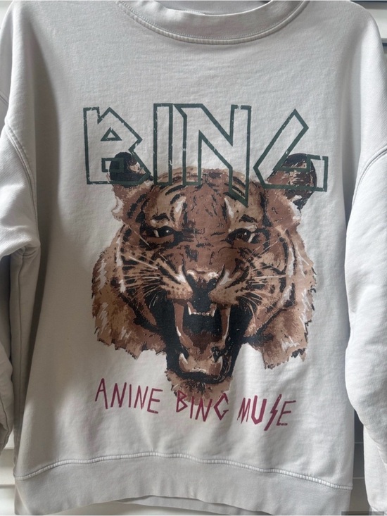 Anine Bing Tops - Anine Bing Cream Graphic Tiger Sweatshirt